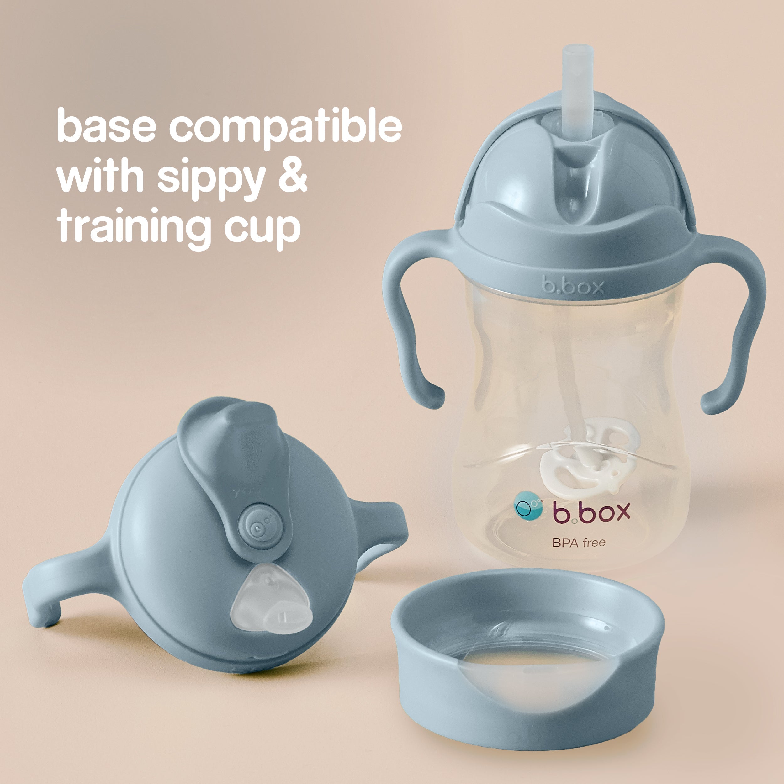 b.box Soft Silicone Spout Cup for 4m+ | Sage Green | 240ml - Baby Transition Training Cup with Hygienic Built-In Lid & Easy-Grip Handles | Leak-Proof BPA-Free First Cup
