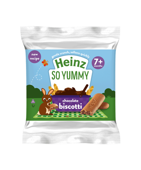 Heinz So Yummy Chocolate Biscotti for Babies 7+ Months | Softens Quickly | Ideal for Baby-Led Weaning | 60g Snack Pack - MINIMEE KIDS