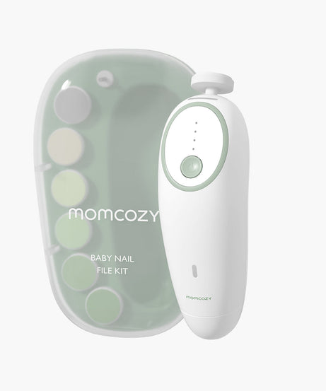 Momcozy Electric Baby Nail File Kit NC02 - Whisper Quiet Low Noise Trimmer with 360° Fog LED Light, 4 Adjustable Speeds, Rechargeable Battery, and Safe Grinding Pads for Gentle Baby Nail Care