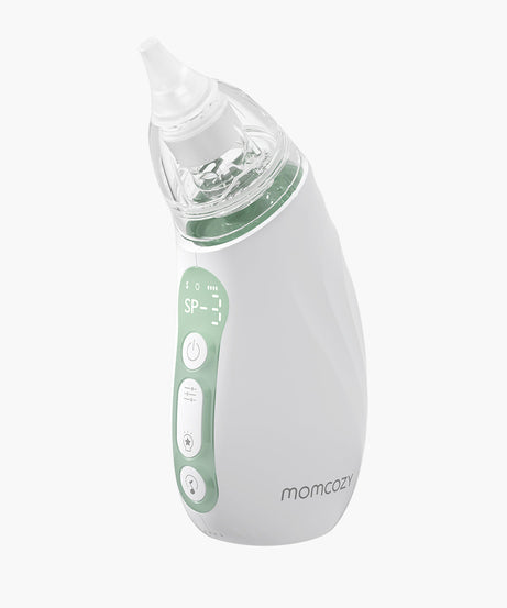 Momcozy I am Baby Nasal Aspirator BN02 with 65 Kpa Strong Suction, Self-Cleaning Function, Soothing Lullabies, Tricolor Light & BPA-Free Design for Gentle Baby Nose Care