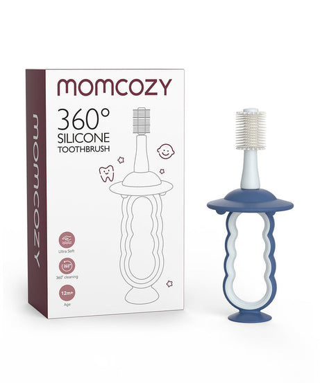 Momcozy 360° Silicone Ultra-Soft Toothbrush for 12+ Months – Gentle and Effective Oral Care for Babies - Color May Vary (As per Availability)