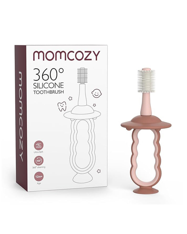 Momcozy 360° Silicone Ultra-Soft Toothbrush for 12+ Months – Gentle and Effective Oral Care for Babies - Color May Vary (As per Availability)