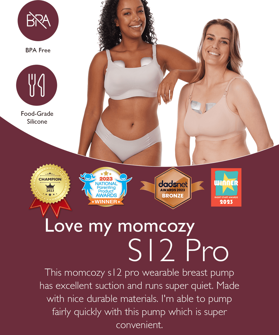 Momcozy Wearable Breast Pump S12 Pro | Dual Pump – 3 Modes, 9 Suction Levels, Double-Sealed Flange, LED Display & Silent Operation for Hands-Free Pumping - MINIMEE KIDS