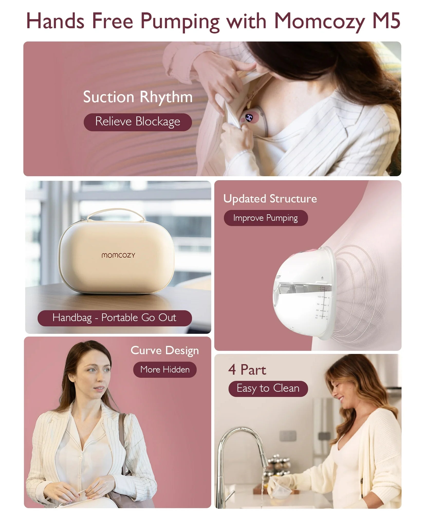 Momcozy M5 Wearable Breast Pump - 2 Pumps | Electric, Painless, Portable & Discreet Pumping Solution - MINIMEE KIDS
