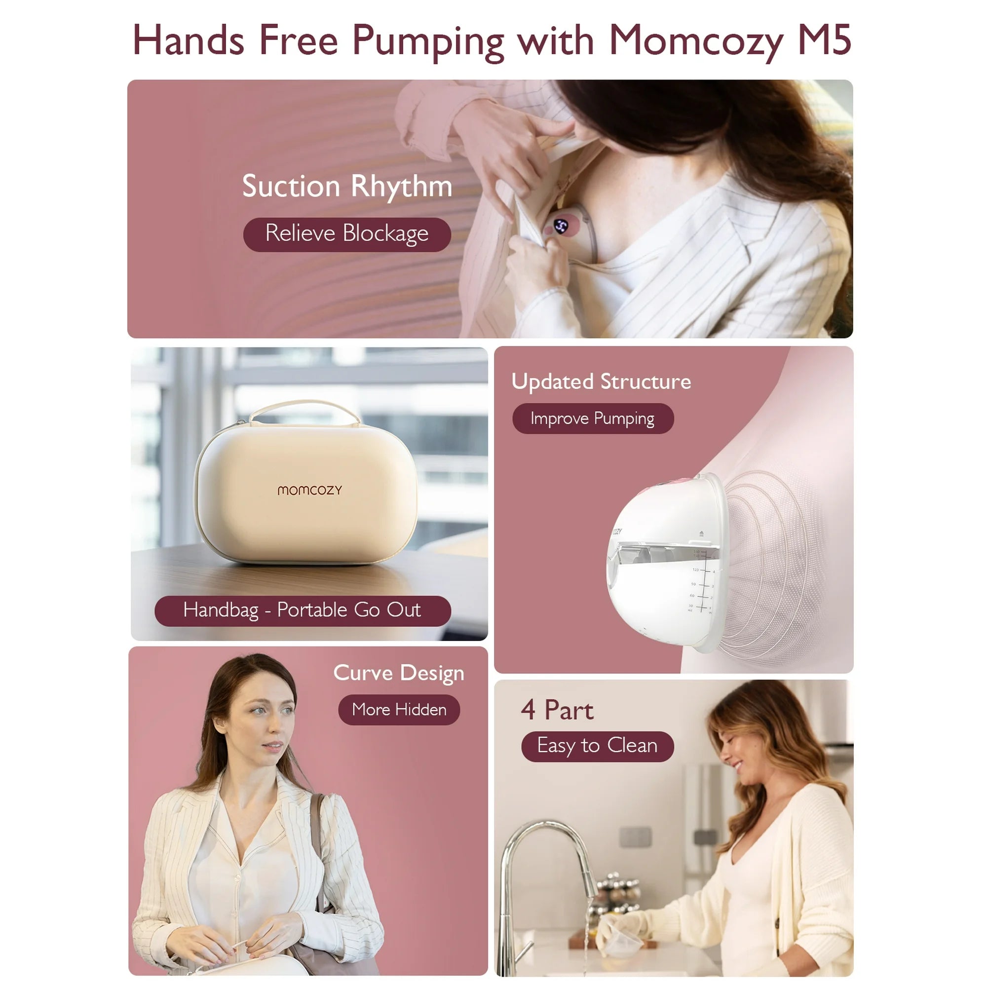 Momcozy M5 Wearable Breast Pump - 2 Pumps | Electric, Painless, Portable & Discreet Pumping Solution - MINIMEE KIDS