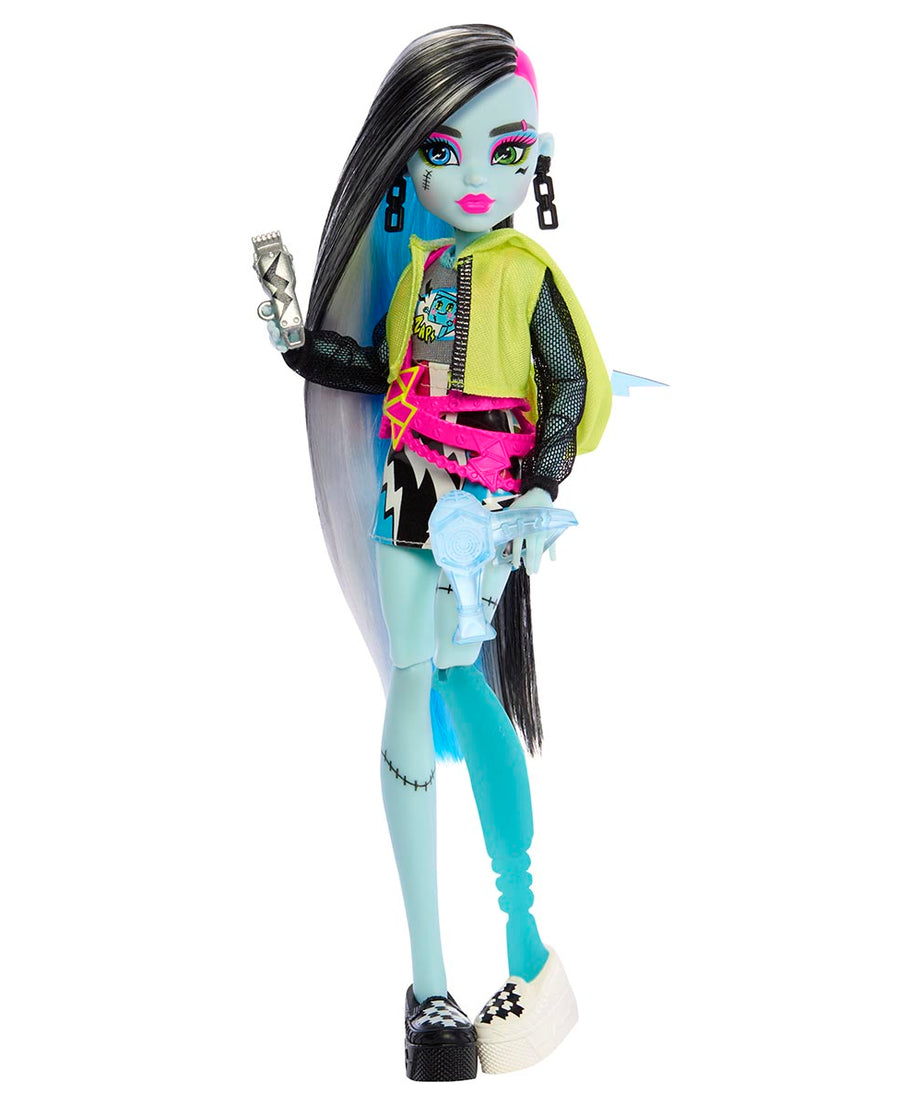 Monster High Skulltimate Secrets: Neon Frights Frankie Stein Doll Set | 125+ Looks, Glow-in-the-Dark Accessories & 19+ Surprises | Coffin Locker Storage for Kids Age 4+ - MINIMEE KIDS