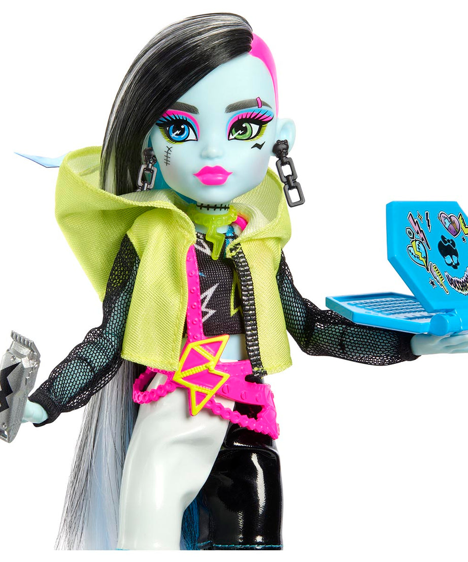 Monster High Skulltimate Secrets: Neon Frights Frankie Stein Doll Set | 125+ Looks, Glow-in-the-Dark Accessories & 19+ Surprises | Coffin Locker Storage for Kids Age 4+ - MINIMEE KIDS