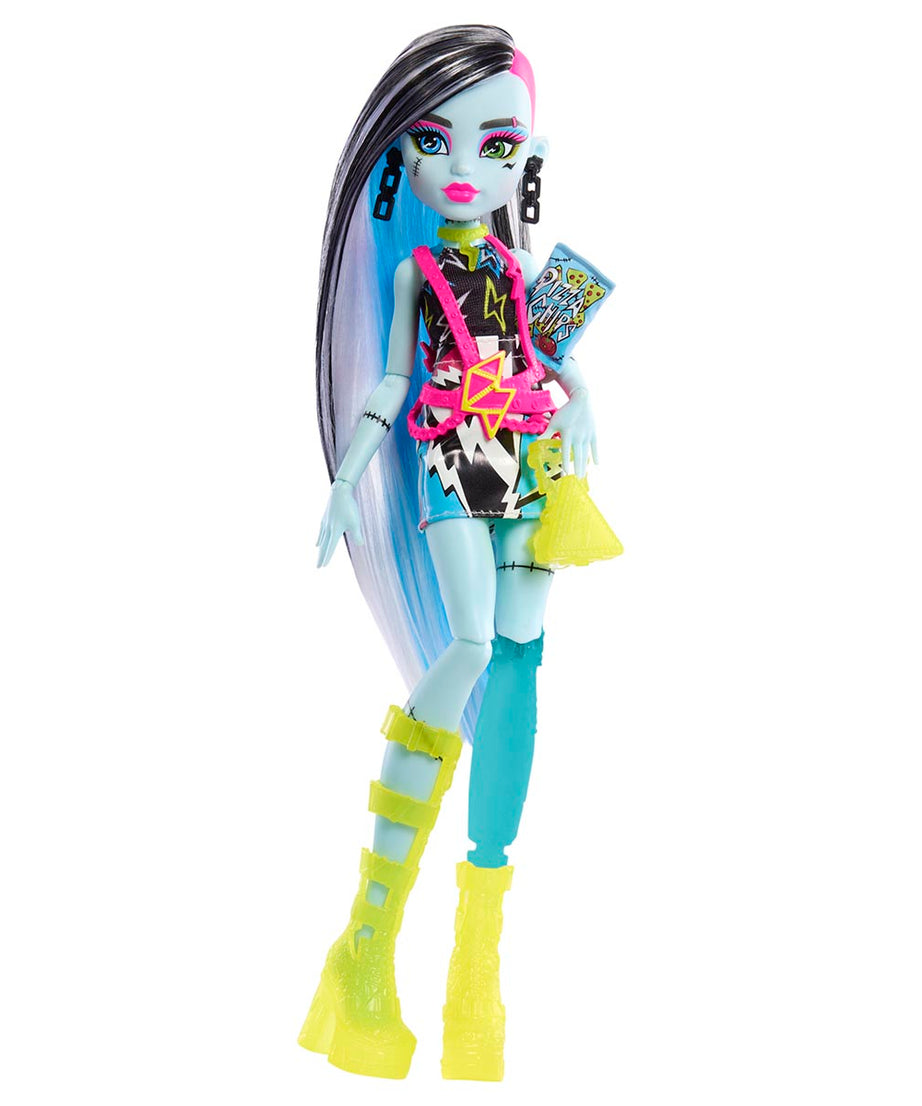 Monster High Skulltimate Secrets: Neon Frights Frankie Stein Doll Set | 125+ Looks, Glow-in-the-Dark Accessories & 19+ Surprises | Coffin Locker Storage for Kids Age 4+ - MINIMEE KIDS
