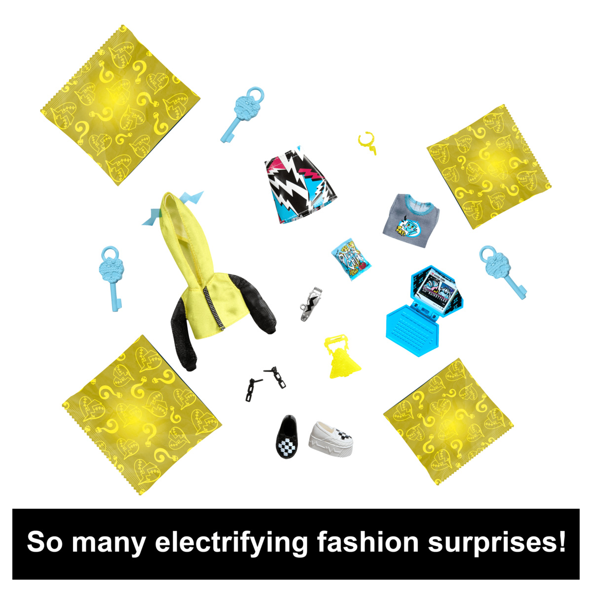 Monster High Skulltimate Secrets: Neon Frights Frankie Stein Doll Set | 125+ Looks, Glow-in-the-Dark Accessories & 19+ Surprises | Coffin Locker Storage for Kids Age 4+