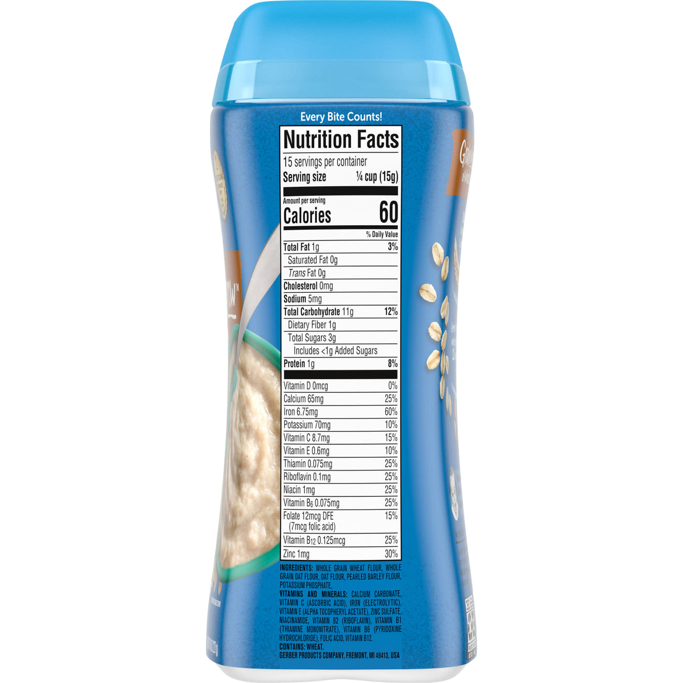 Gerber Multigrain Cereal - 227g | Gentle Grains Infant Cereal, Non-GMO, 60% DV Iron for Learning-Ability & 10g Whole Grains for Sitter Babies (6+ Months)