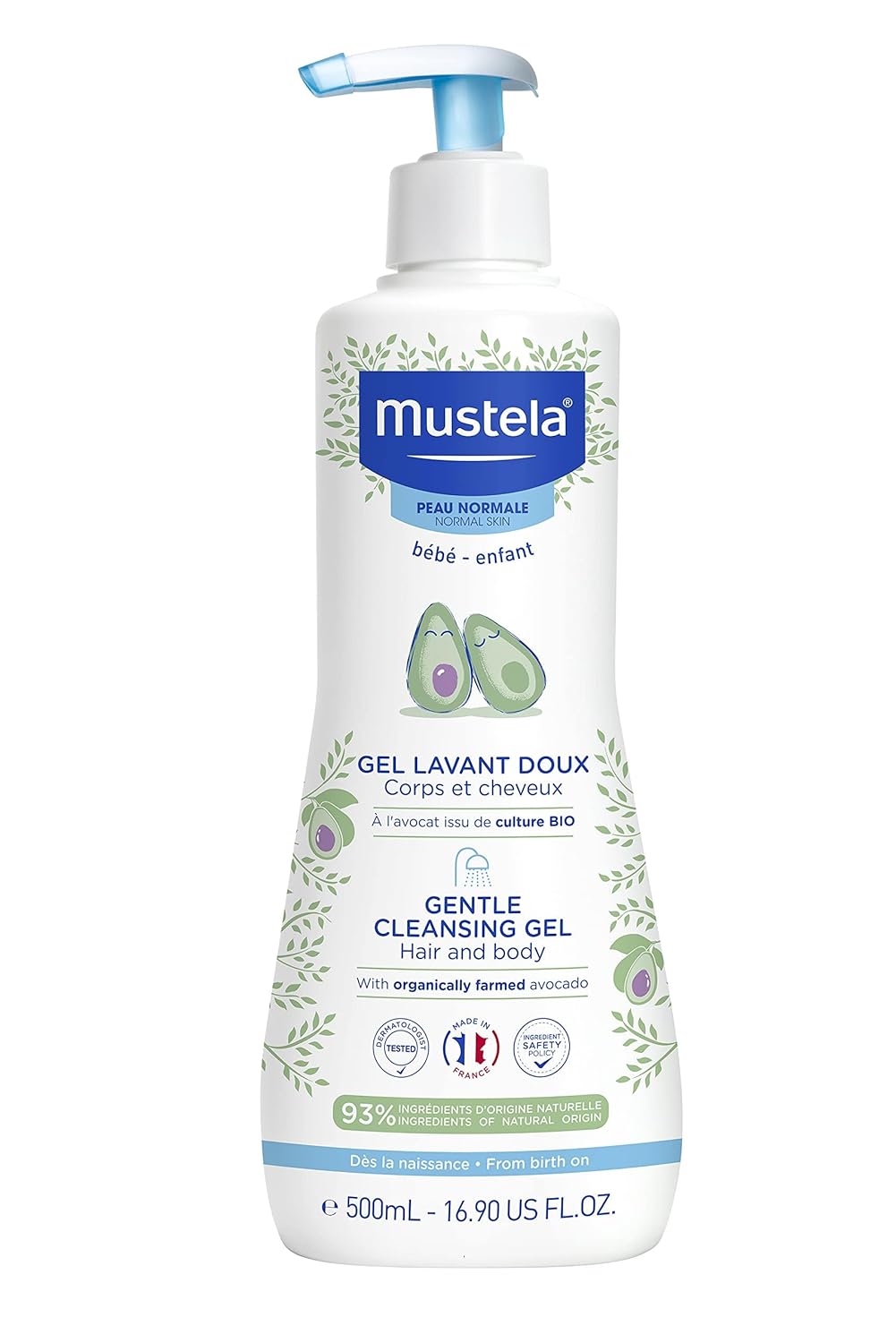 Mustela Gentle Cleansing Gel Hair & Body with Organic Avocado - 500ml
