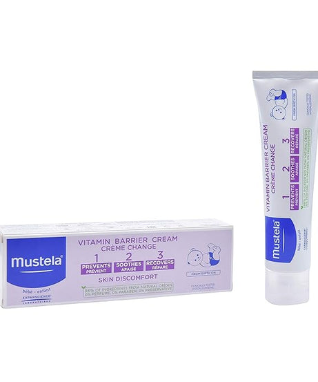 Mustela 1 2 3 Vitamin Barrier Cream – Diaper Rash Cream with Zinc Oxide & Avocado Perseose® for Baby Skin Protection, Soothing & Repairing Care | 100ml - MINIMEE KIDS