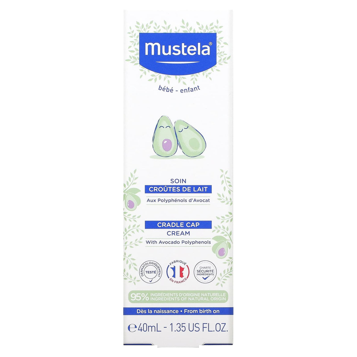 Mustela Cradle Cap Cream for Babies – Avocado Polyphenols Formula for Gentle Cradle Cap Removal & Scalp Soothing | 40ml