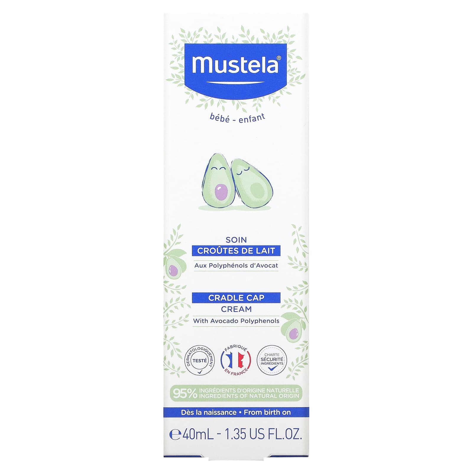 Mustela Cradle Cap Cream for Babies – Avocado Polyphenols Formula for Gentle Cradle Cap Removal & Scalp Soothing | 40ml