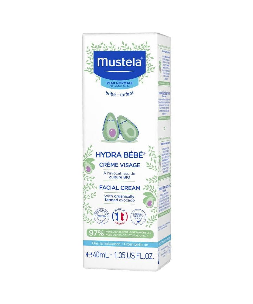 Mustela Hydra Bebe Facial Cream for Babies & Newborns – Avocado-Infused Daily Moisturizer for Soft, Hydrated Skin | 40ml - MINIMEE KIDS
