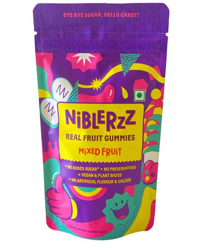 Niblerzz Real Fruit Gummies - Mixed Fruit Plant-Based No Added Sugar - 30g