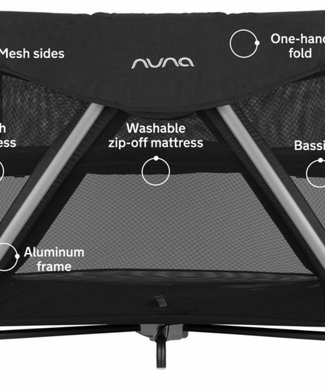 Nuna SENA Aire Playard with Zip Off Bassinet - Caviar | The Ultimate Travel Crib for Your Baby's Comfort - MINIMEE KIDS