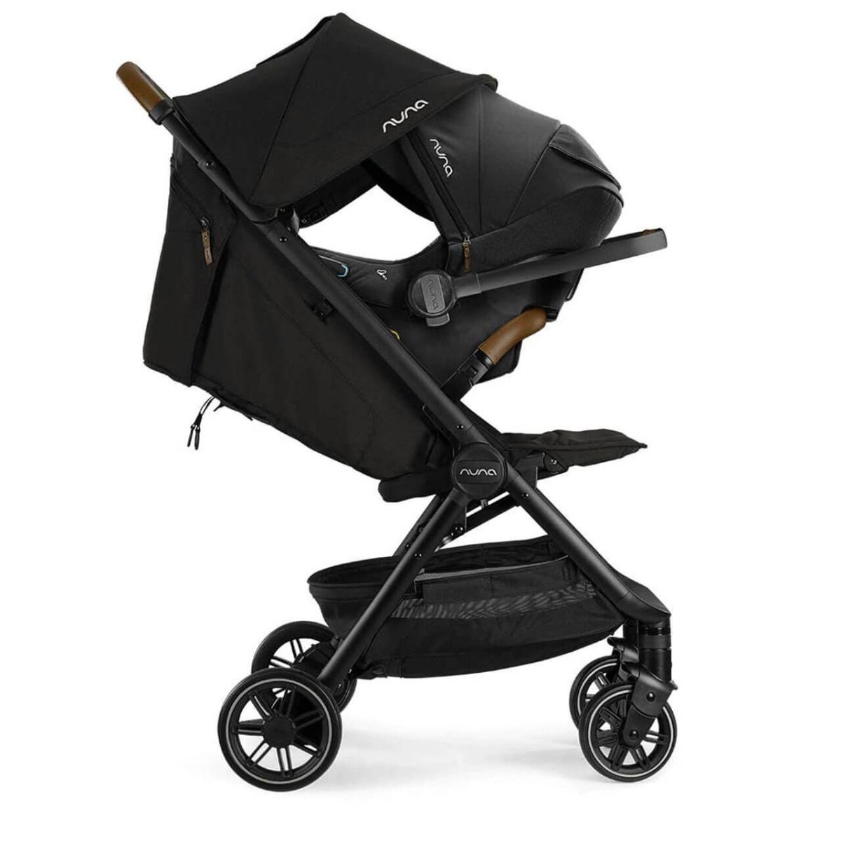 Nuna TRVL Lightweight Baby Stroller - One-Hand Self-Collapsing Fold, Compact Size Pram for 0M+ (Up to 22kg) - Caviar | Stylish and Convenient Stroller for Infants and Toddlers