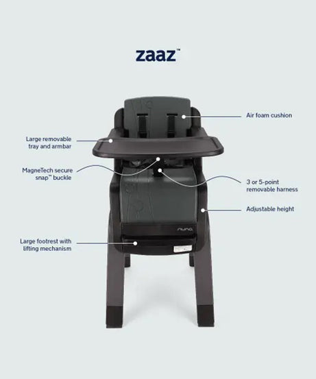 Nuna Zaaz High Chair - For 0M+ to 100Kg - Air Foam Cushion - Black Plum