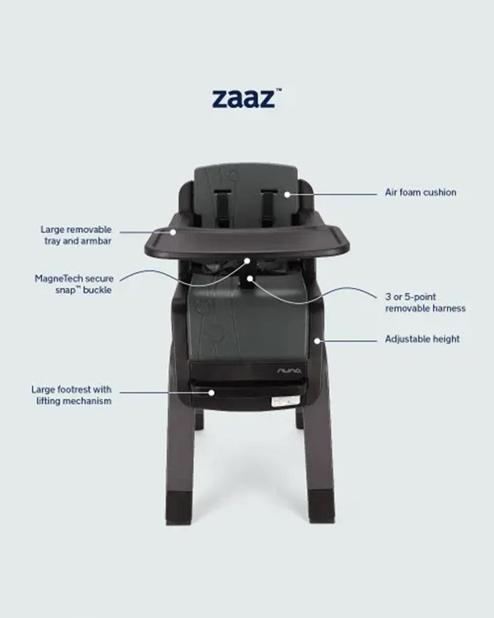 Nuna Zaaz High Chair - For 0M+ to 100Kg - Air Foam Cushion - Black Plum