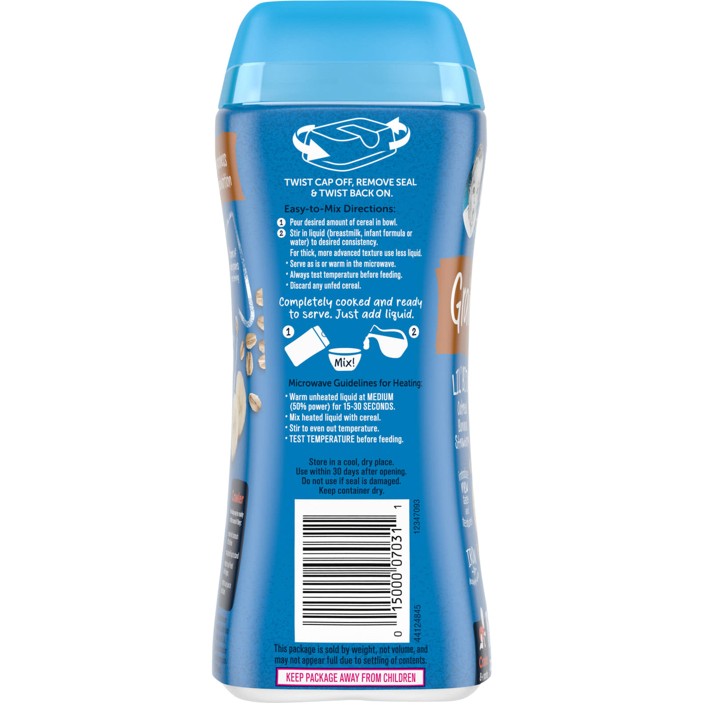 Gerber lil' bits Oatmeal Banana Strawberry Cereal - 227g | With Real Fruit & 'lil bits' to Help Baby Chew, Non-GMO, 60% DV Iron & 6g Whole Grains for Crawler Babies (8+ Months)