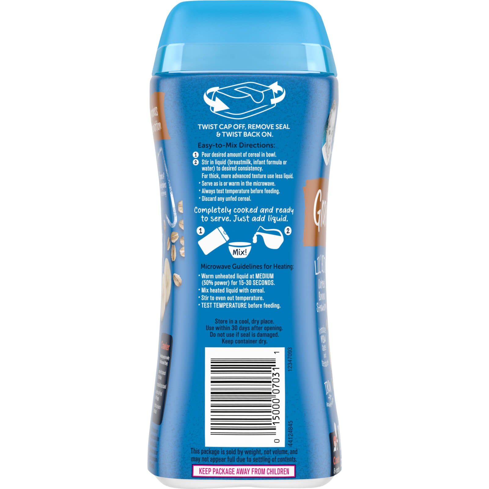 Gerber lil' bits Oatmeal Banana Strawberry Cereal - 227g | With Real Fruit & 'lil bits' to Help Baby Chew, Non-GMO, 60% DV Iron & 6g Whole Grains for Crawler Babies (8+ Months)