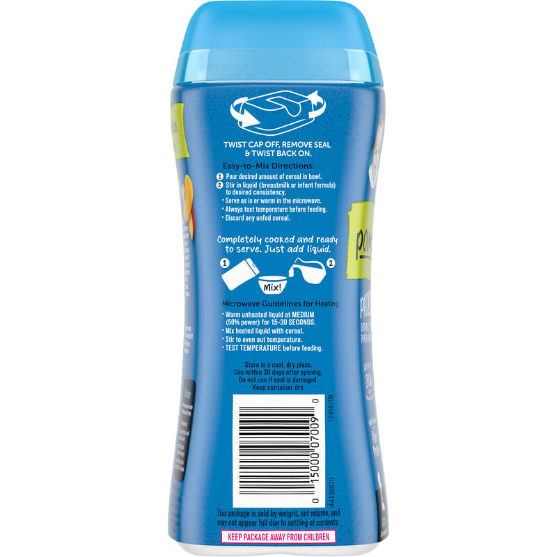 Gerber Oatmeal Lentil Peach & Apple Cereal - 227g | Supports Healthy Digestion with Probiotic B. lactis, 60% DV Iron for Learning-Ability, Non-GMO for Sitter Babies 2nd Foods (6+ Months)