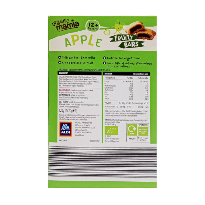 Organic Mamia Apple Fruity Bars For 12+ Months Babies - 120g