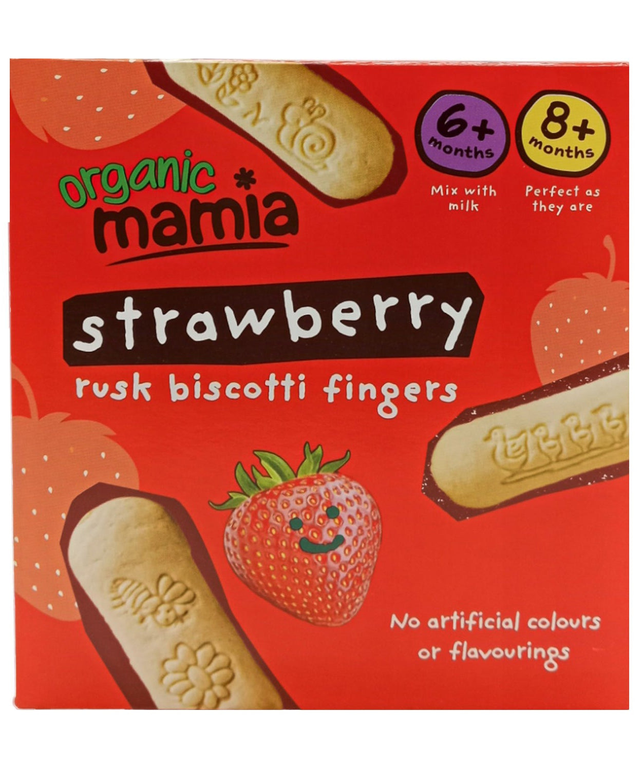 Organic Mamia Strawberry Rusk Biscotti Fingers for 6+ Months & 8+ Months Kids - 100g - MINIMEE KIDS