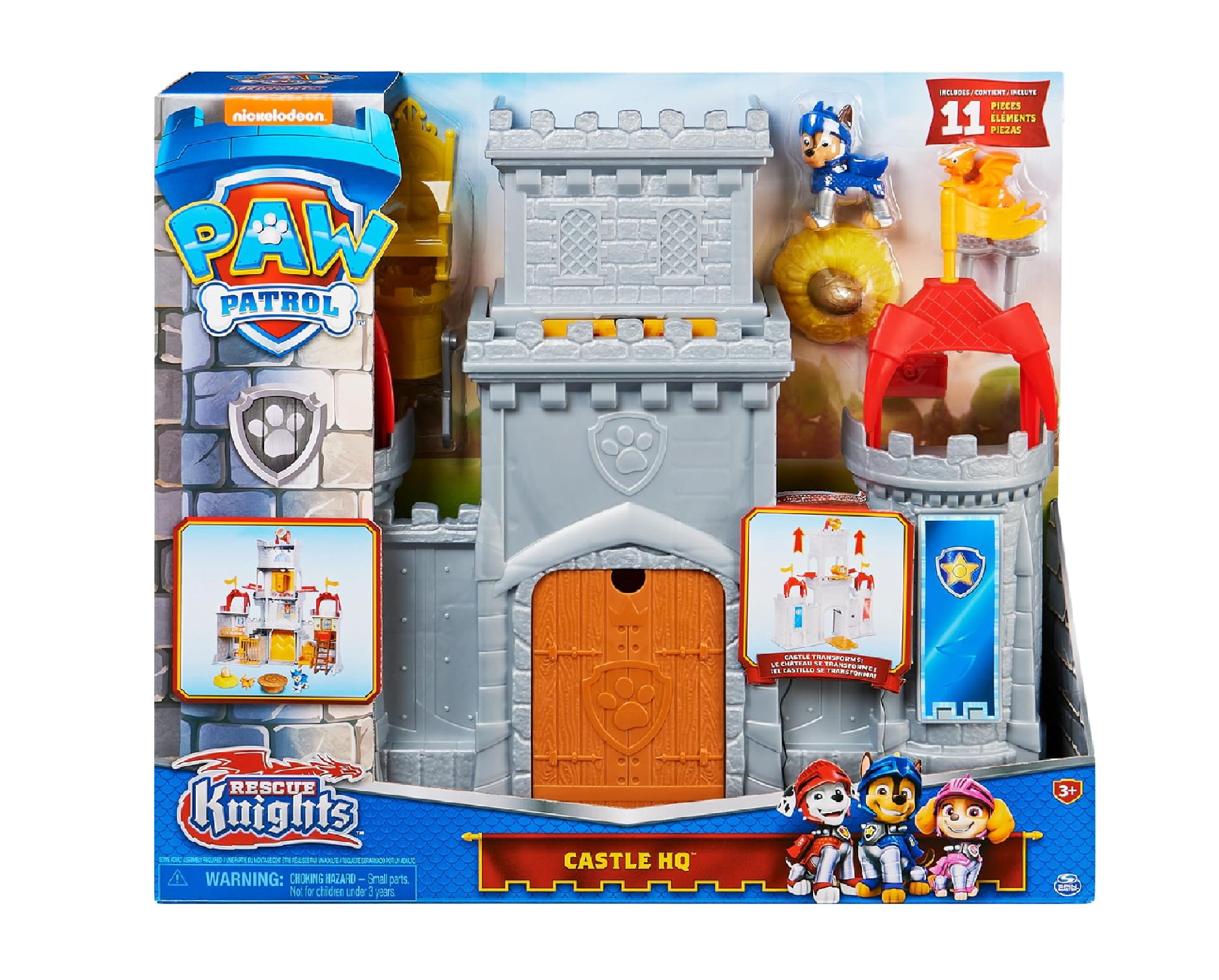 Paw Patrol Chase Rescue Knights Castle HQ - Transforming 11-Piece Playset with Chase and Mini Dragon Draco Action Figures | Roleplay Toy | Pretend Play Toy | Made in India for Kids Ages 3 and Up