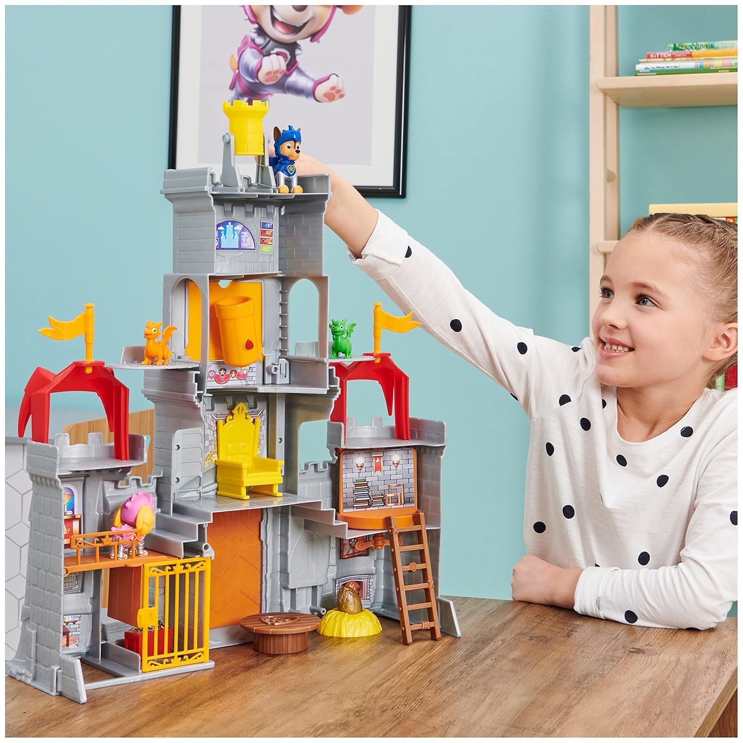 Paw Patrol Chase Rescue Knights Castle HQ - Transforming 11-Piece Playset with Chase and Mini Dragon Draco Action Figures | Roleplay Toy | Pretend Play Toy | Made in India for Kids Ages 3 and Up
