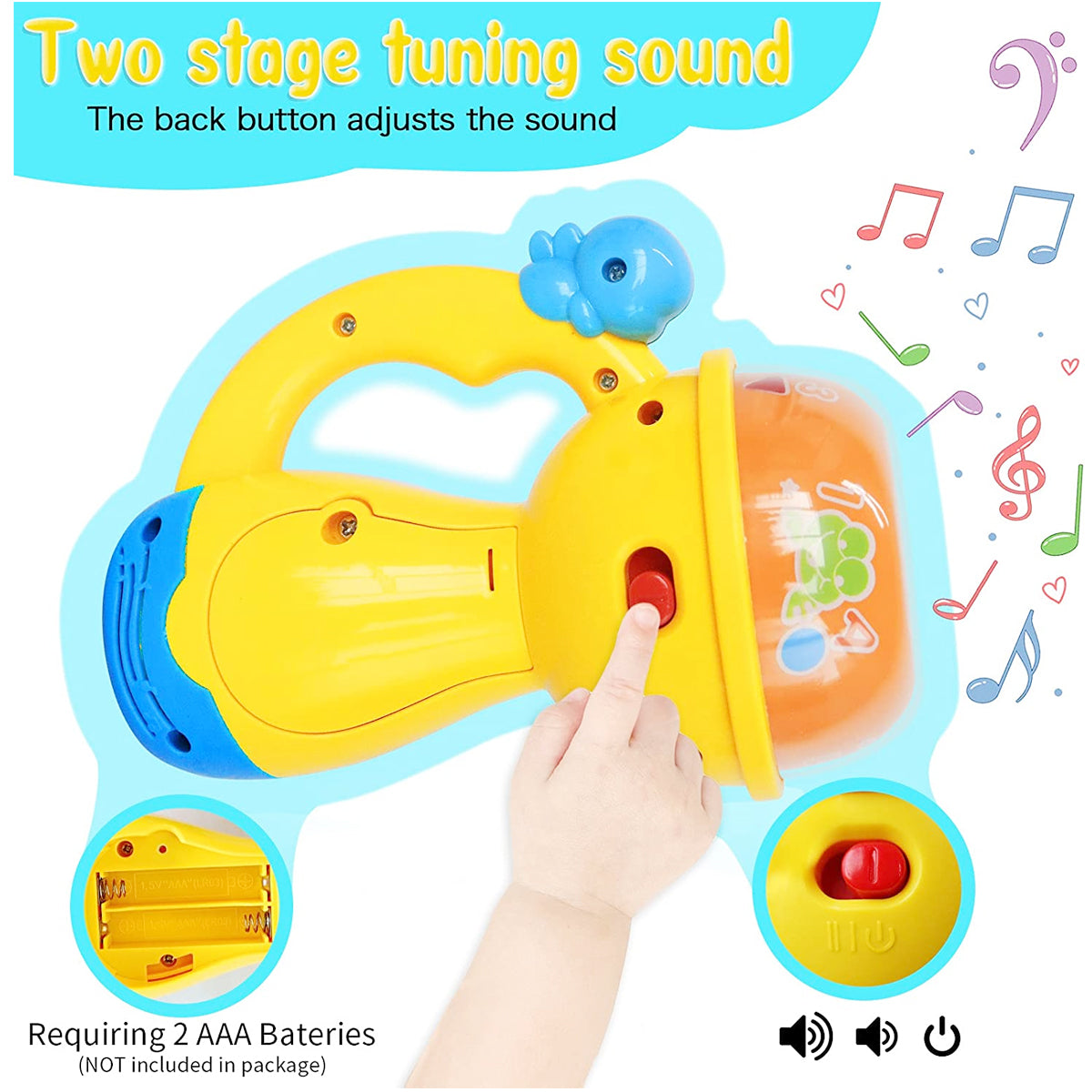 Fivestar Toys Learning Fun Pacify Flashlight – Baby Projector Toy with Lullabies, Music & Sounds for Kids 18M+ | Multi-Sensory Development & Bedtime Comfort - MINIMEE KIDS