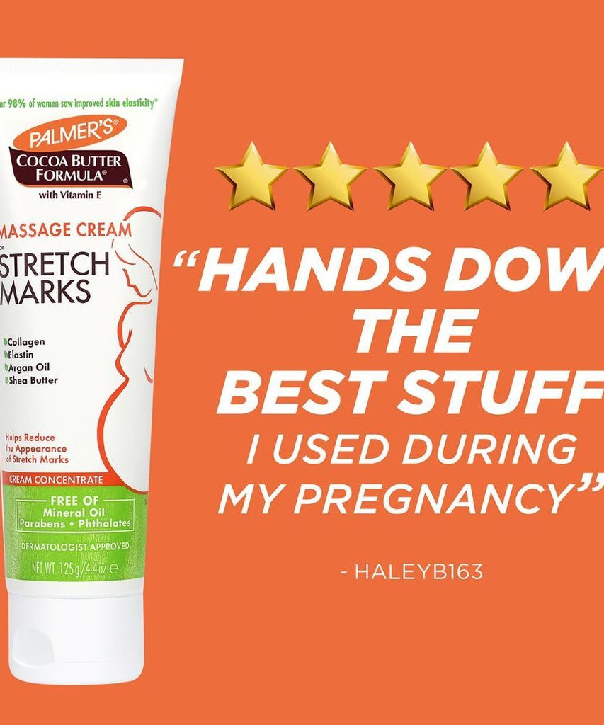 Palmer's Cocoa Butter Formula Massage Cream for Stretch Marks with Vitamin E – Intensive Hydration & Elasticity Boost for Pregnancy Skin | 125g Rich Concentrate for Belly, Hips, Thighs & Bust