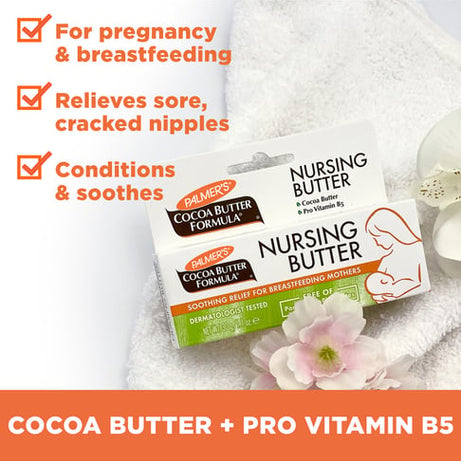 Palmer's Cocoa Butter Formula Nursing Butter – Soothing Nipple Cream for Breastfeeding Mothers with Pro-Vitamin B5 & Cocoa Butter | 30g Tube for Cracked & Sore Nipples