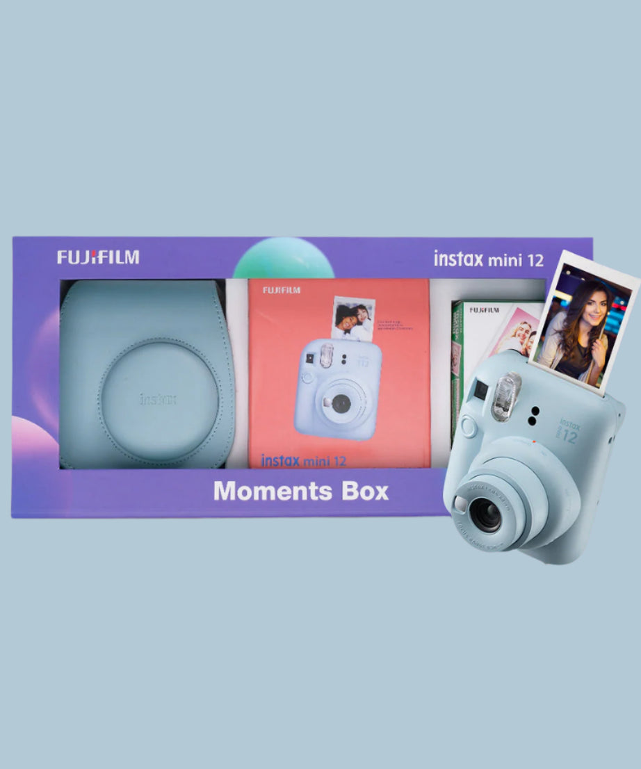Fujifilm Instax Mini 12 Moments Forever Box Set – Instant Camera with 20 Glossy Films, Selfie Mirror, Close-Up Lens & Accessories | Includes Bunting & Carry Case | Perfect Gift for Capturing Memories