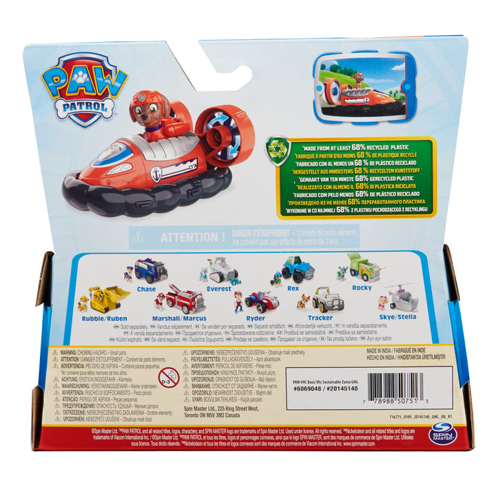 Paw Patrol Zuma’s Hovercraft - Eco-Friendly Toy Vehicle with Collectible Zuma Figure for Kids Ages 3 and Up