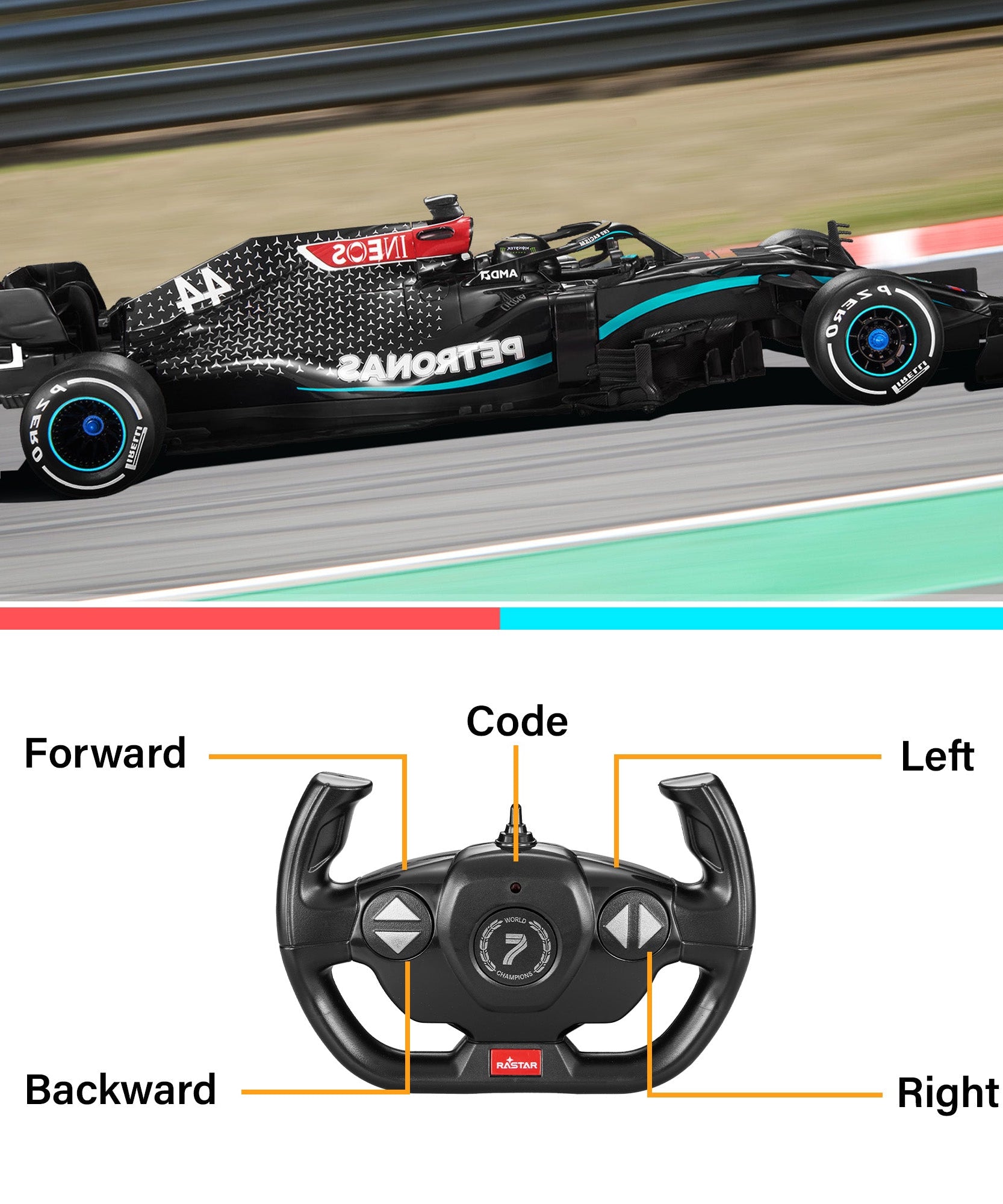 Rastar - Mercedes-AMG F1 W11 EQ Performance 1/12 Scale High-Speed Remote Control Car | Officially Licensed Formula 1 RC Racing Car with 2.4GHz Control & Realistic Detailing | AMG Petronas F1 Team Collectible Model