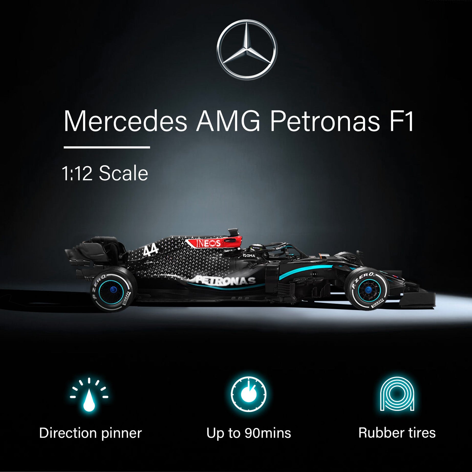 Rastar - Mercedes-AMG F1 W11 EQ Performance 1/12 Scale High-Speed Remote Control Car | Officially Licensed Formula 1 RC Racing Car with 2.4GHz Control & Realistic Detailing | AMG Petronas F1 Team Collectible Model