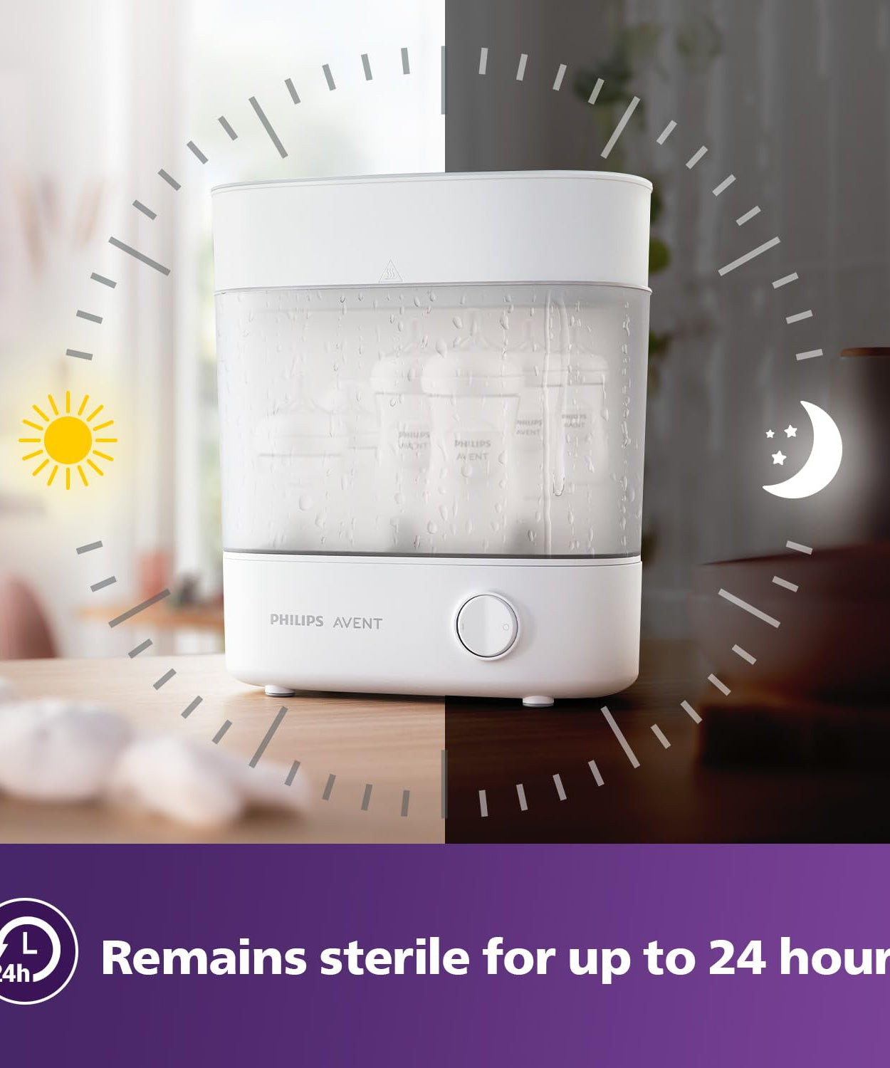 Philips Avent Advanced Bottle Steriliser | 10-Min Natural Steam Sterilisation, Sterilise & Store up to 6 Bottles