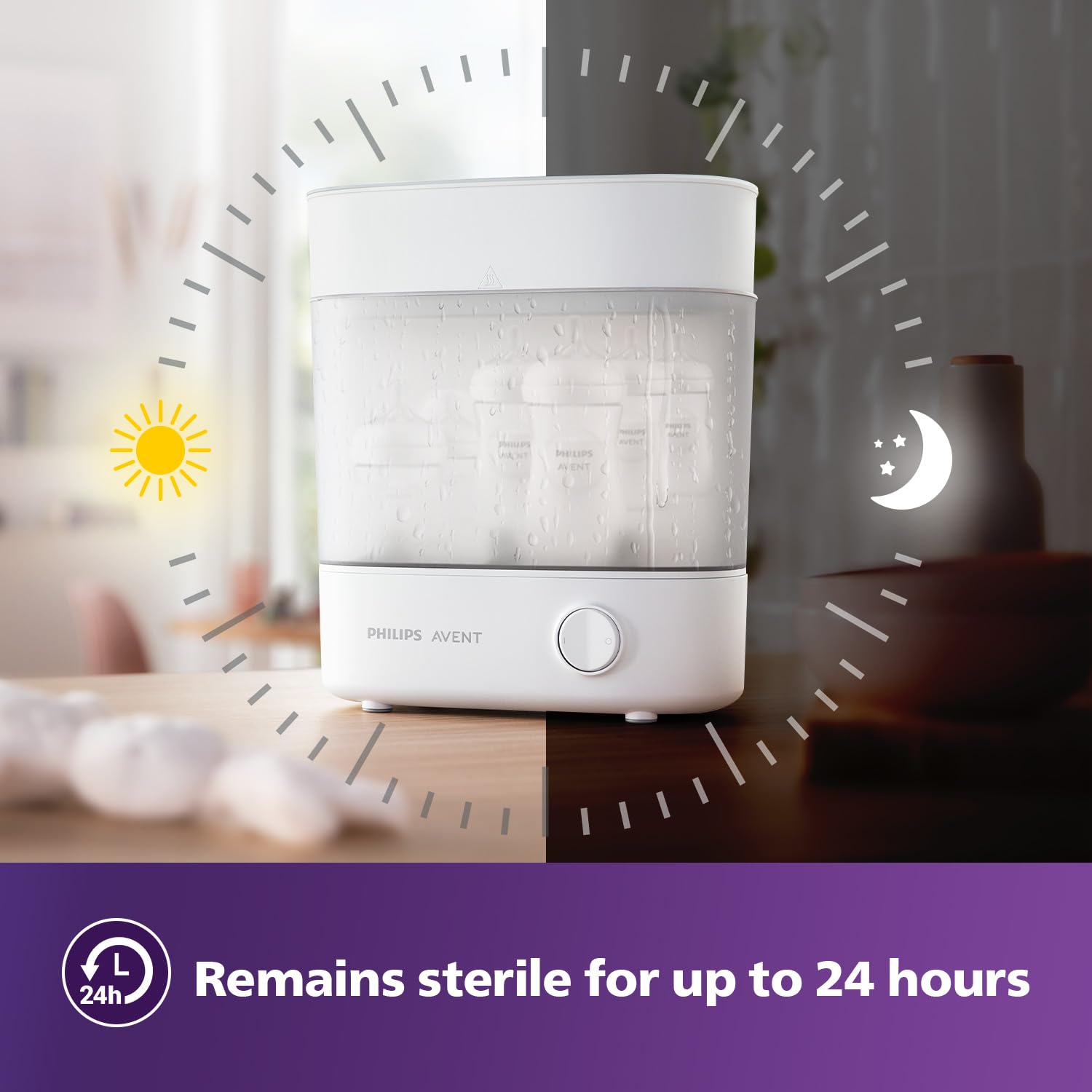 Philips Avent Advanced Bottle Steriliser | 10-Min Natural Steam Sterilisation, Sterilise & Store up to 6 Bottles
