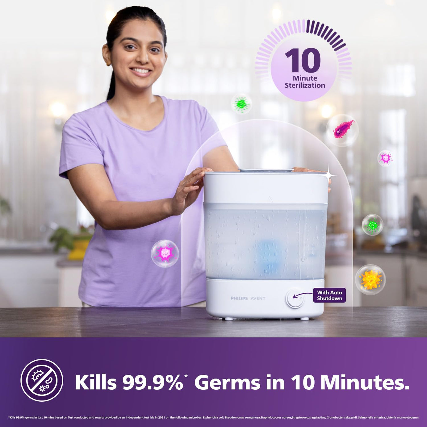 Philips Avent Advanced Bottle Steriliser | 10-Min Natural Steam Sterilisation, Sterilise & Store up to 6 Bottles