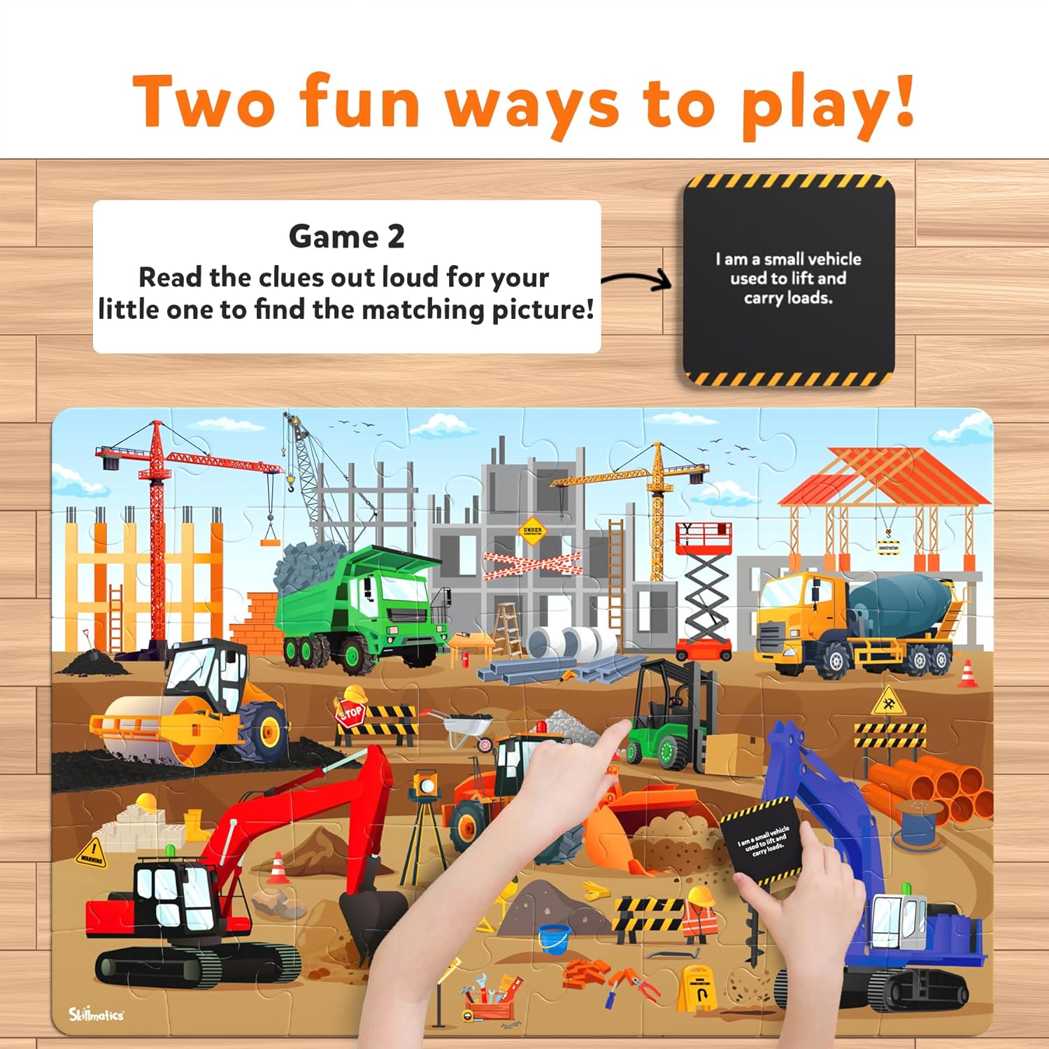 Skillmatics Piece & Play: At The Construction Site | Educational Floor Puzzle & Game for Kids Ages 3-7 | Develop Critical Skills Through Play