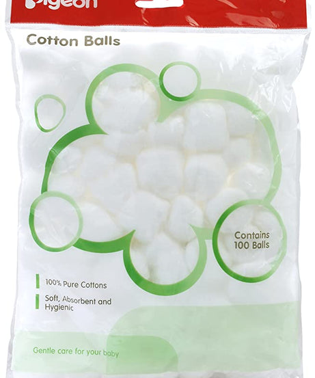 Pigeon Pure Cotton Balls Soft, Absorbent & Hygenic - 100 Pcs - MINIMEE KIDS