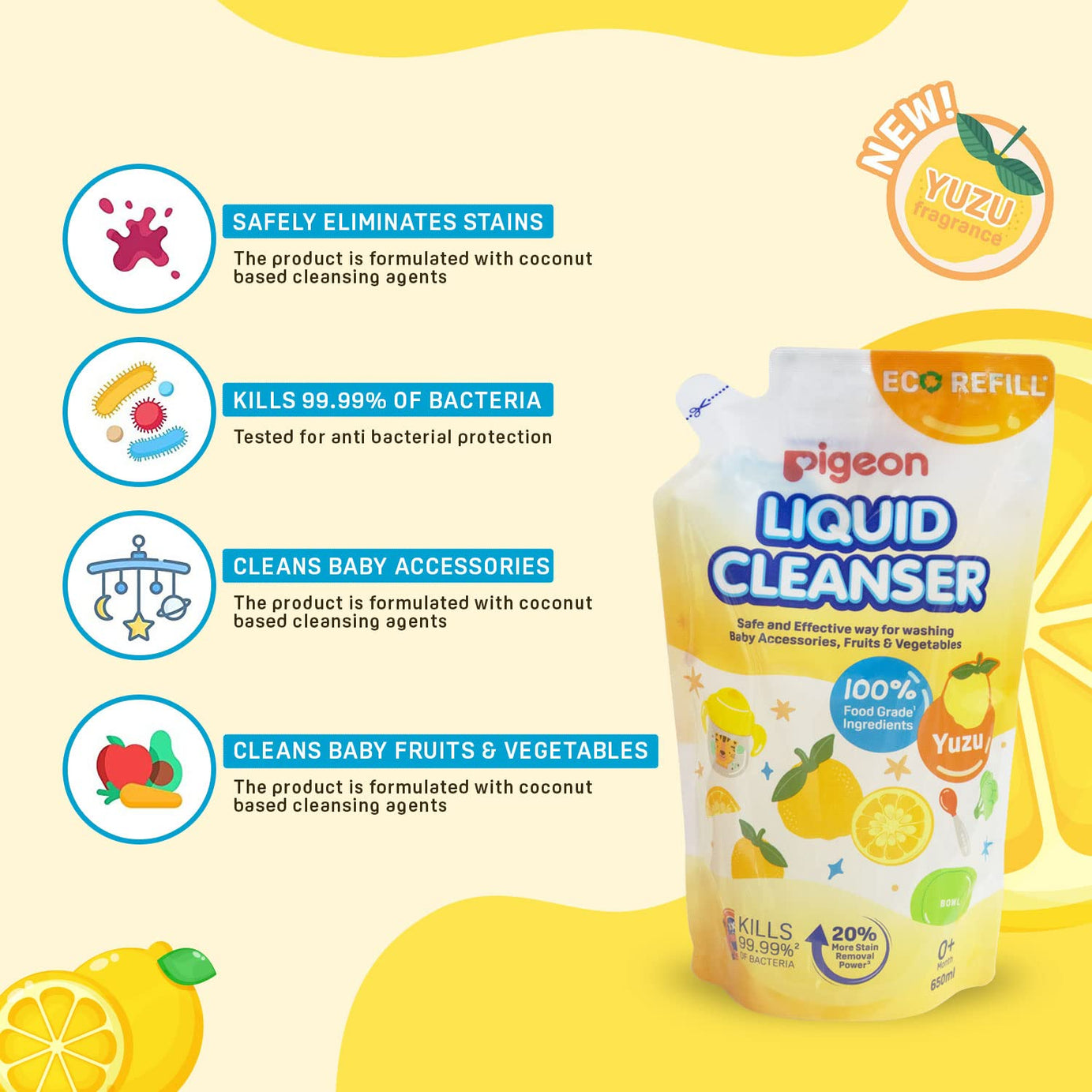 Pigeon Liquid Cleanser for Baby Accessories Fruits & vegetables - 650ml