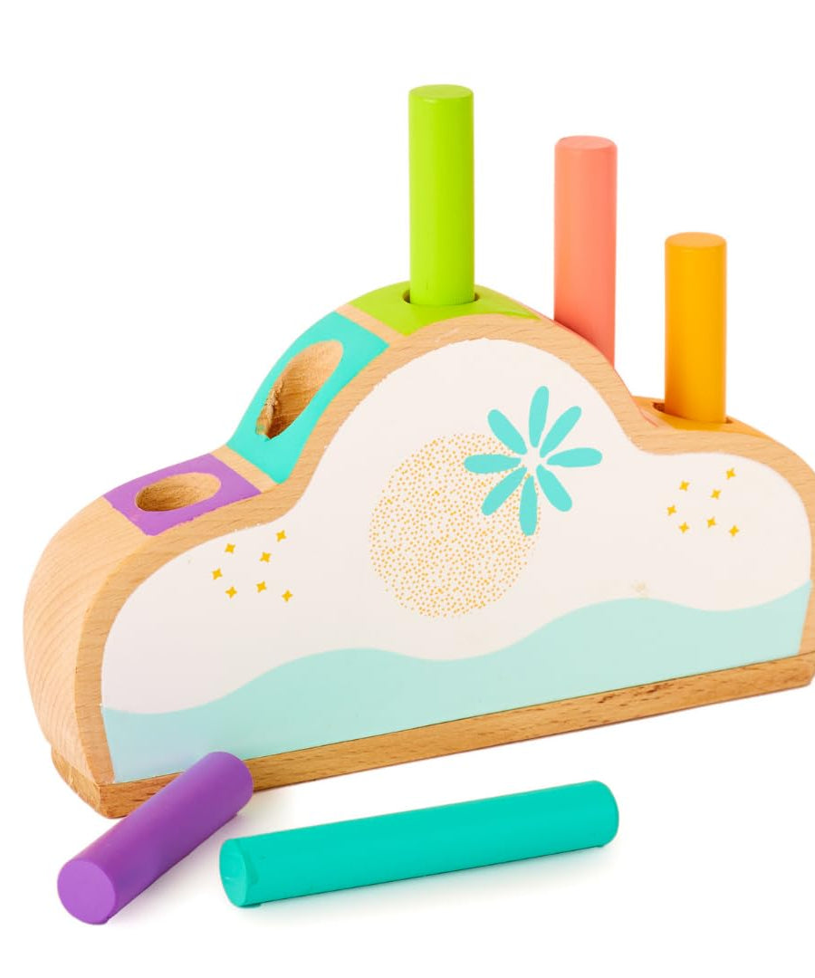 Curious Cub Wooden Pop-Up Pegs Toy, Montessori-Inspired Educational Toy for Ages 12 Months+ | Develops Fine Motor Skills, Hand-Eye Coordination, and Object Permanence - MINIMEE KIDS