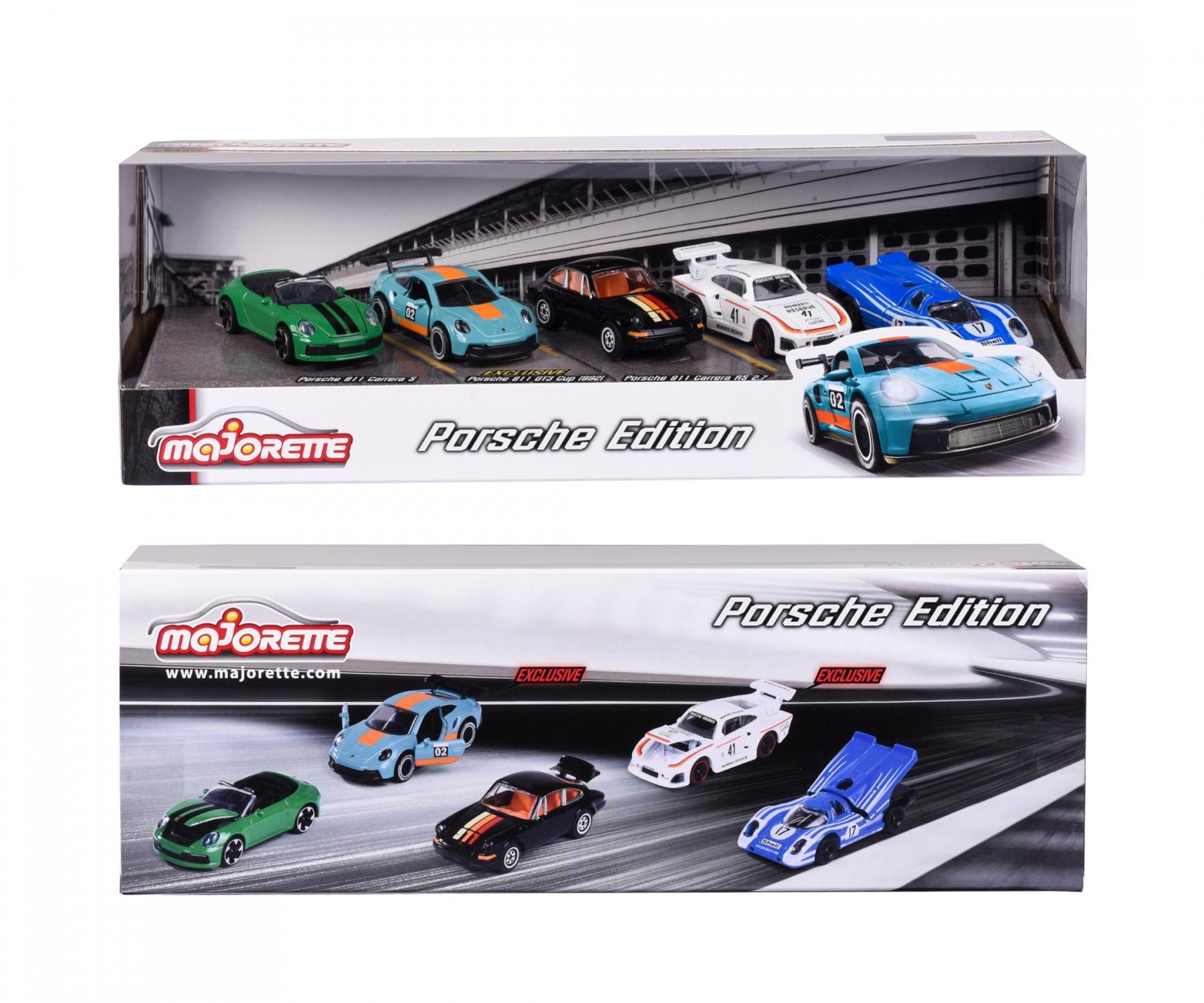Majorette Diecast Porsche Edition Collection – Pack of 5 Luxury Porsche Model Cars – 1:64 Scale Miniature Vehicles with Opening Parts & Authentic Detailing – Officially Licensed Set for Kids & Collectors