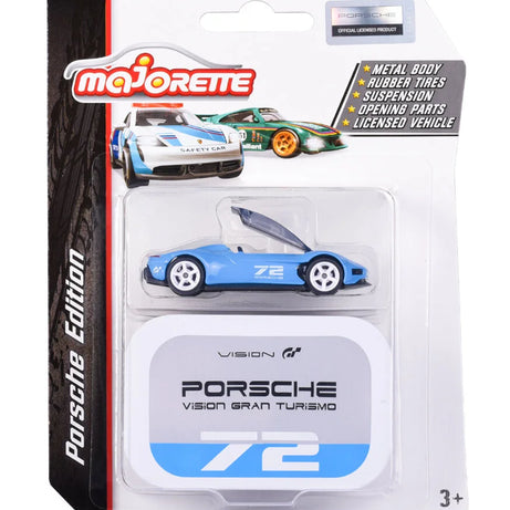 Majorette Porsche Edition - Porsche Vision Gran Turismo 72 Blue | Official Licensed Product | Die-Cast Car with Metal Body, Rubber Tires & Suspension | Includes Collector’s Box | 3+