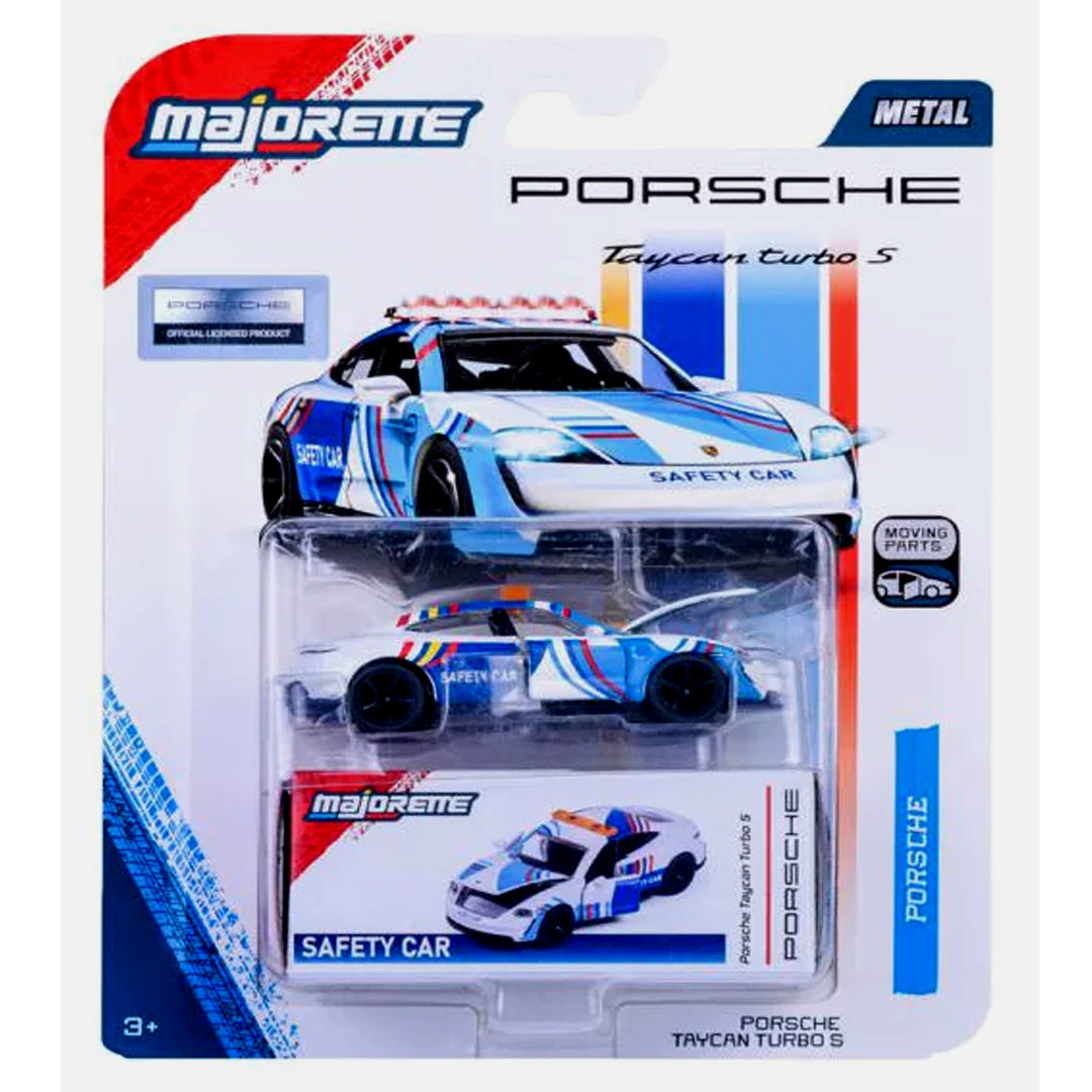 Majorette Porsche Taycan Turbo S Safety Car Die-Cast Metal Toy Car with Opening Parts | Official Porsche Licensed Collectible Vehicle for Kids 3+ Years