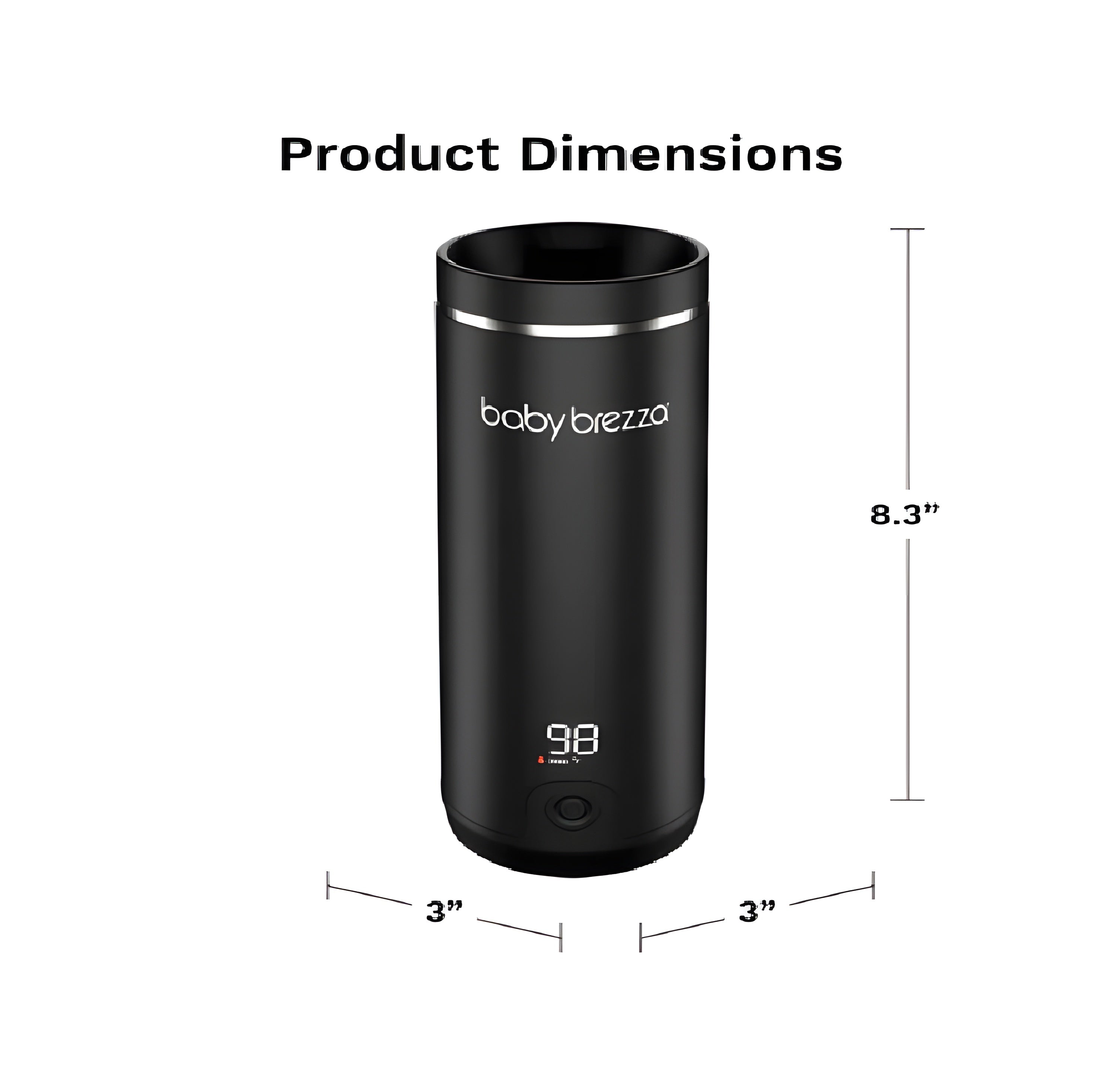 Baby Brezza Superfast Portable Bottle Warmer | Rechargeable Travel Milk Warmer for Breastmilk & Formula | Warms 67% Faster (3 Mins) | 4 Temp Settings & LED Display | USB-C Powered - MINIMEE KIDS