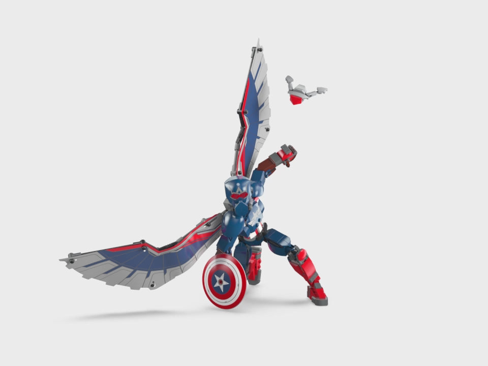 LEGO Marvel 76296 New Captain America Construction Figure, Fully Posable Superhero Action Figure with Iconic Shield, Detachable Redwing Drone, and Buildable Wings, Toy for Kids Aged 8+ (359 Pieces)